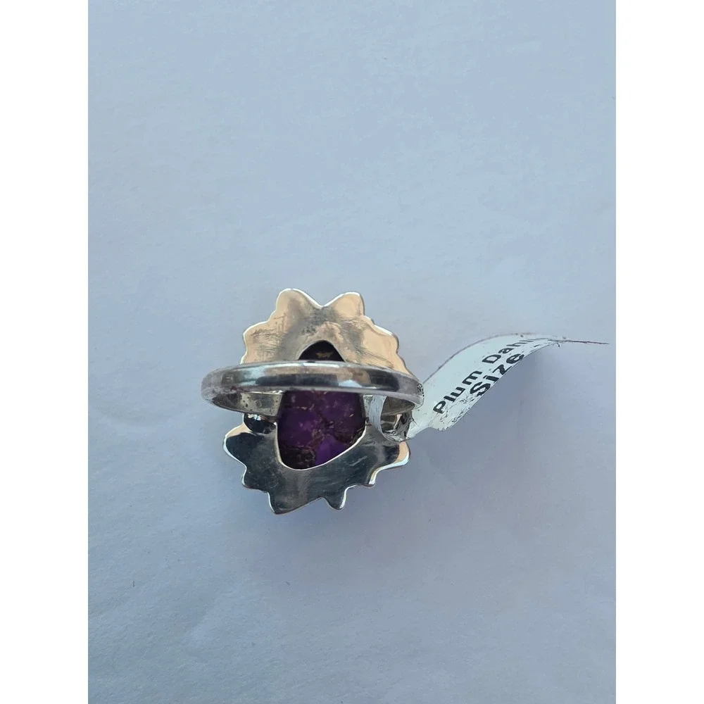 Plum Dahlia Sterling Silver Purple Mojave Turquoise Composite Ring Size 6